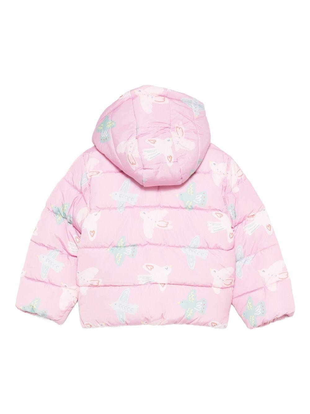 Piumino per neonata Stella McCartney Kids rosa con stampa uccelli - Rubino Kids