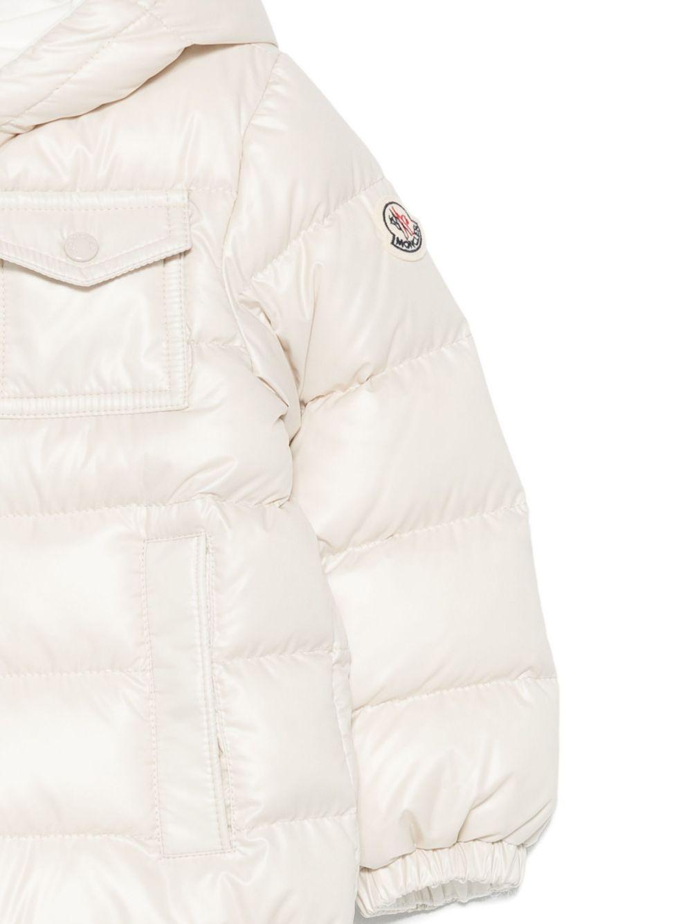 Piumino per neonati Moncler Enfant bianco con cappuccio - Rubino Kids