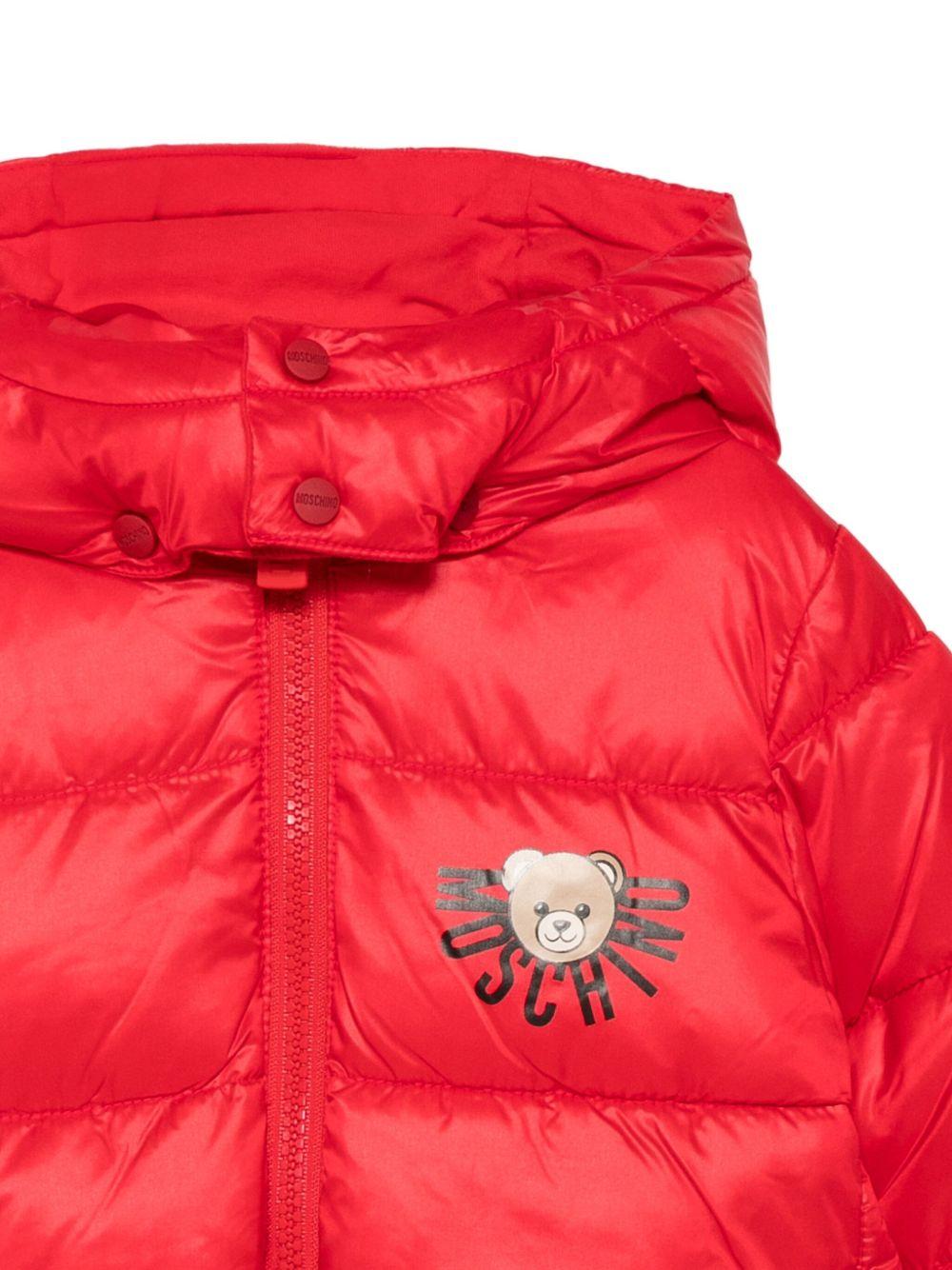Piumino per neonati Moschino Kids rosso con stampa con logo - Rubino Kids