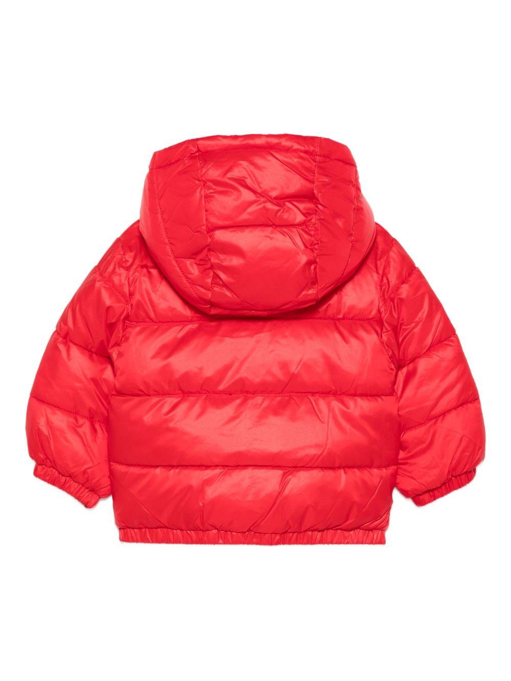 Piumino per neonati Moschino Kids rosso con stampa con logo - Rubino Kids