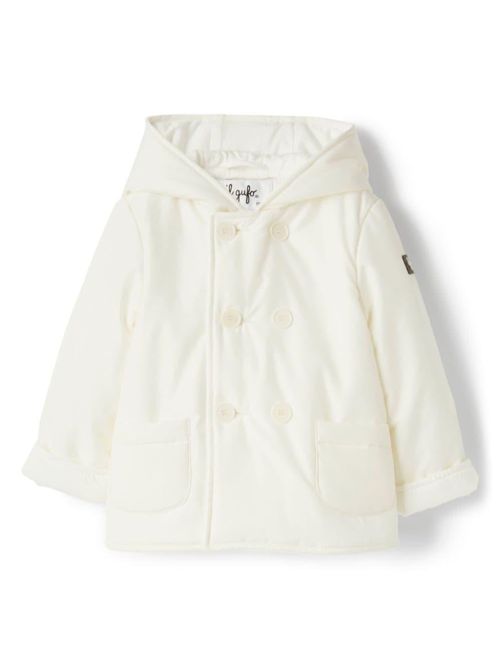 Piumino per neonato Il Gufo bianco doppiopetto con applicazione sulla manica - Rubino Kids