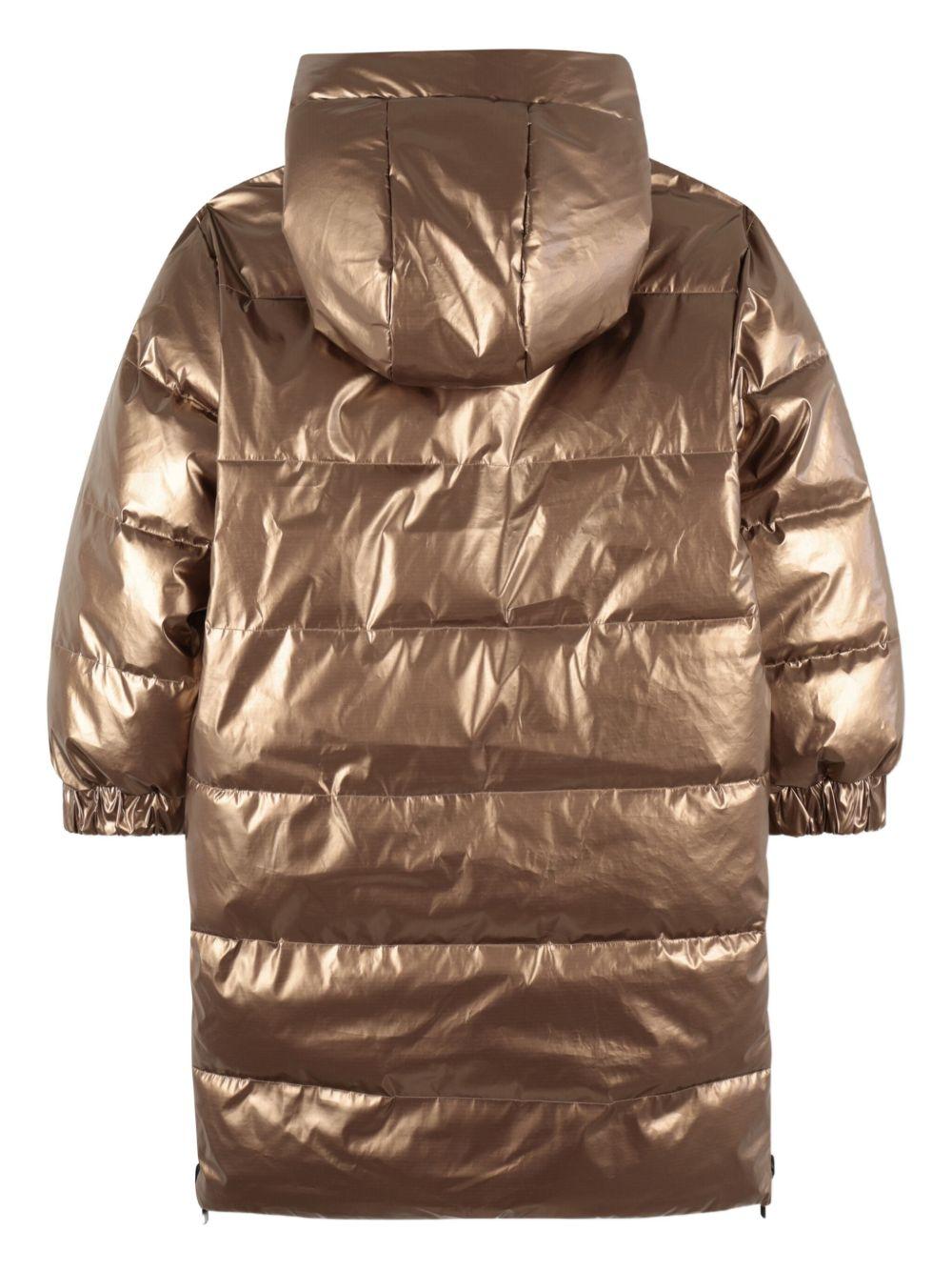 Piumino reversibile per bambina Karl Lagerfeld Kids nero con cappuccrio e spacchi laterali - Rubino Kids