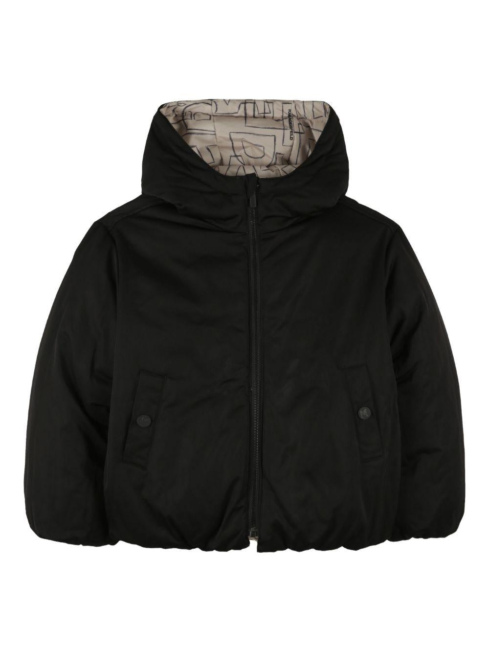 Piumino trapuntato per bambino Karl Lagerfeld Kids beige con logo - Rubino Kids