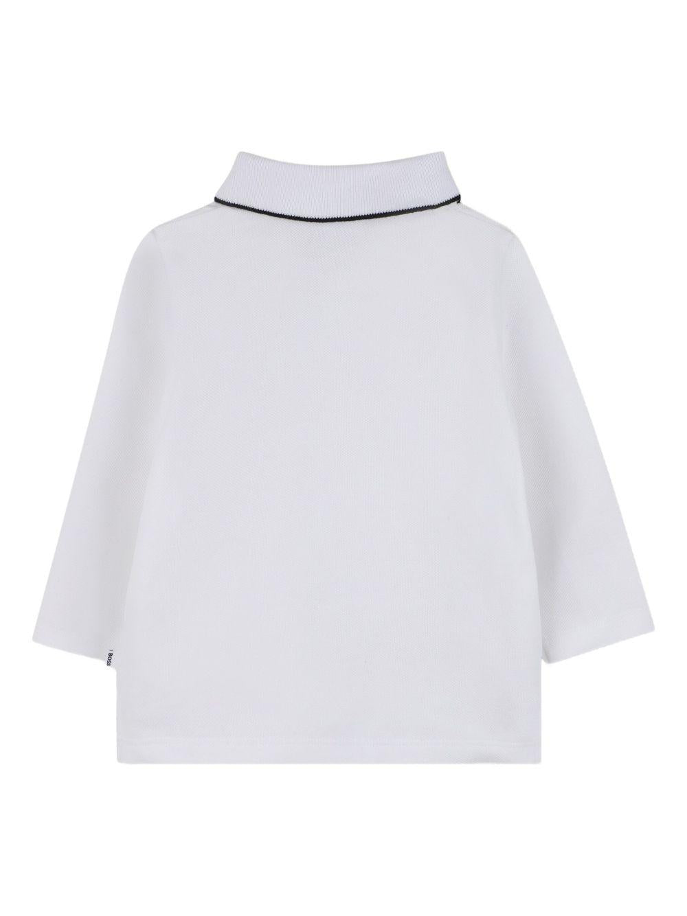 Polo a maniche lunghe per neonato Boss Kidswear bianca con logo - Rubino Kids