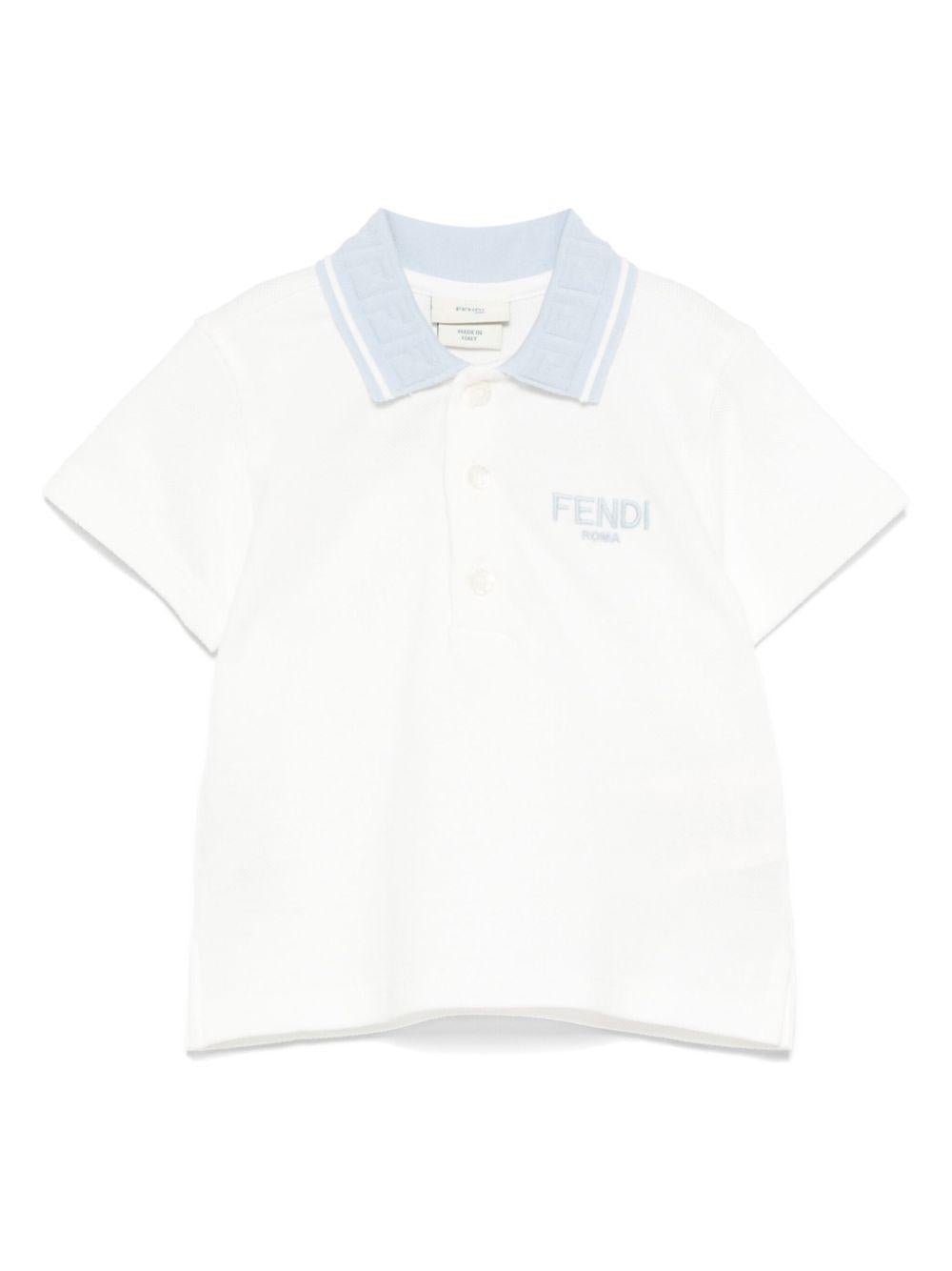 Polo baby per neonato Fendi Kids bianco con orlo dritto - Rubino Kids