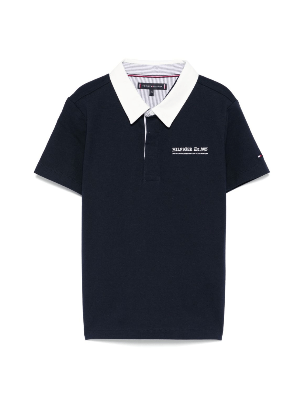 Polo con ricamo per bambino Tommy Hilfiger Junior blu con spacchi laterali - Rubino Kids