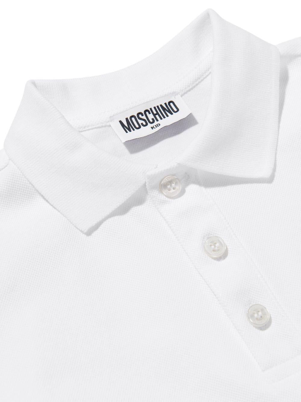 Polo da bambino Moschino Kids bianca con stampa orsacchiotto - Rubino Kids
