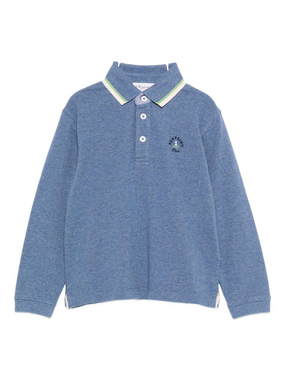 Polo in maglia per bambino Bonpoint blu con tre bottoni - Rubino Kids