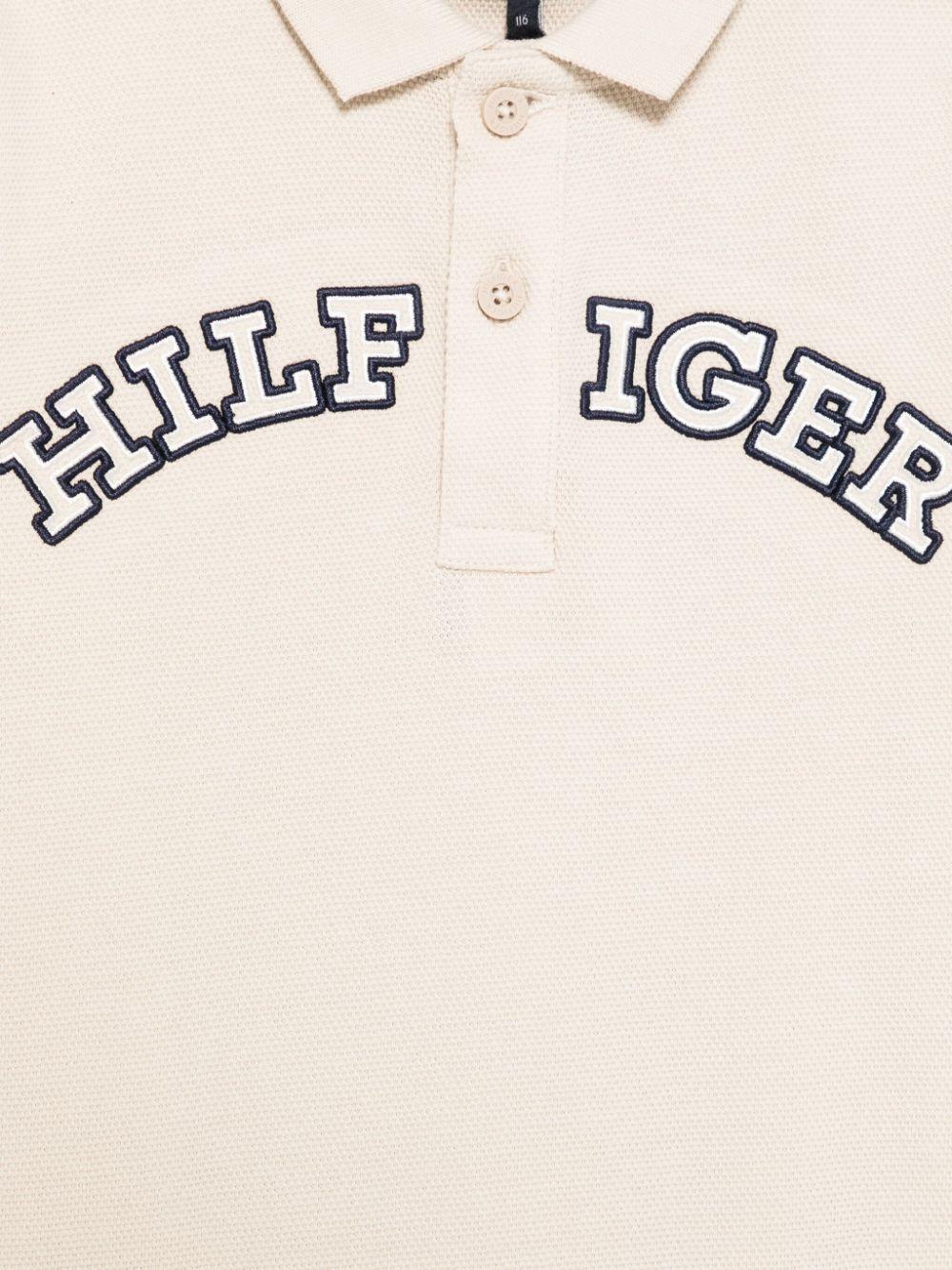 Polo Monotype per bambino Tommy Hilfiger Junior beige con logo sulla manica - Rubino Kids