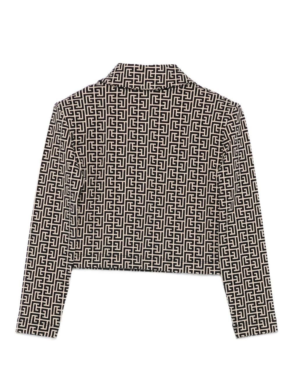 Polo per bambina Balmain Kids nero con stampa geometrica - Rubino Kids