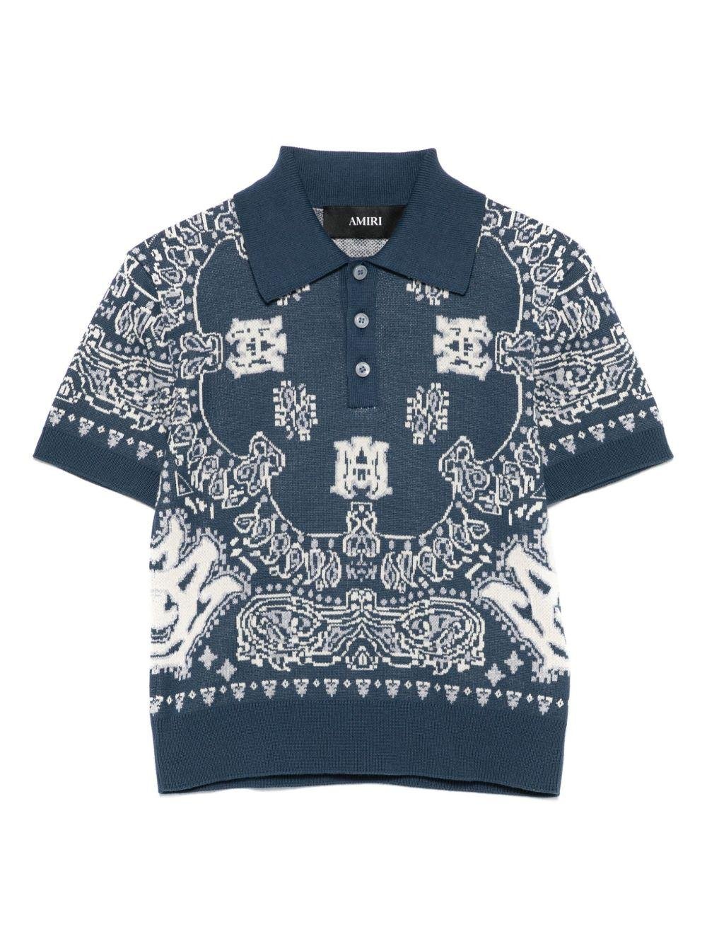 Polo per bambino Amiri Kids blu con logo ricamato - Rubino Kids