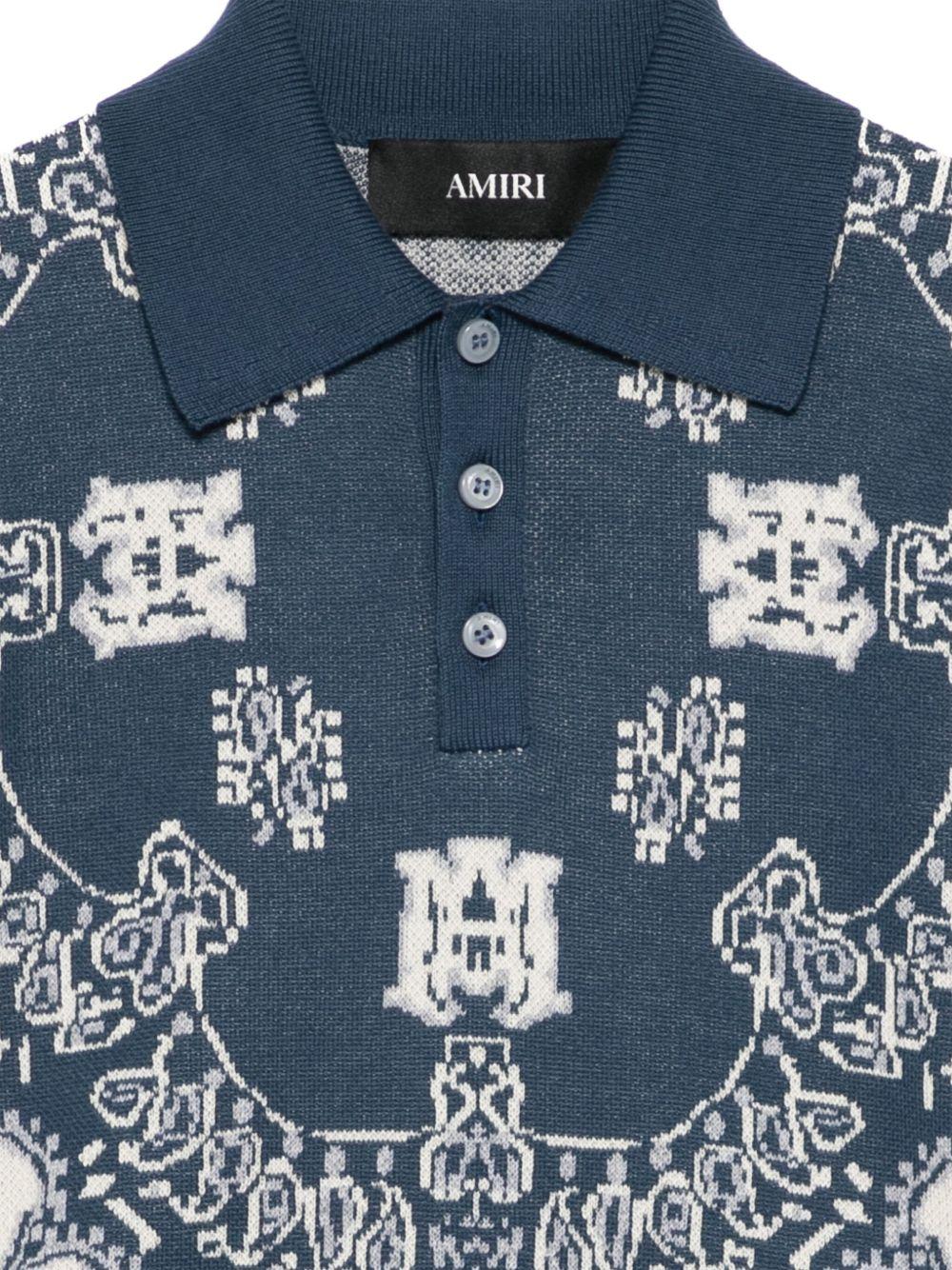 Polo per bambino Amiri Kids blu con logo ricamato - Rubino Kids