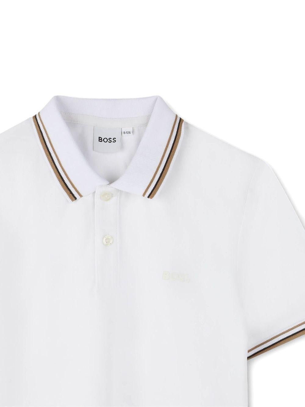 Polo per bambino Boss Kids bianca con dettaglio con logo - Rubino Kids