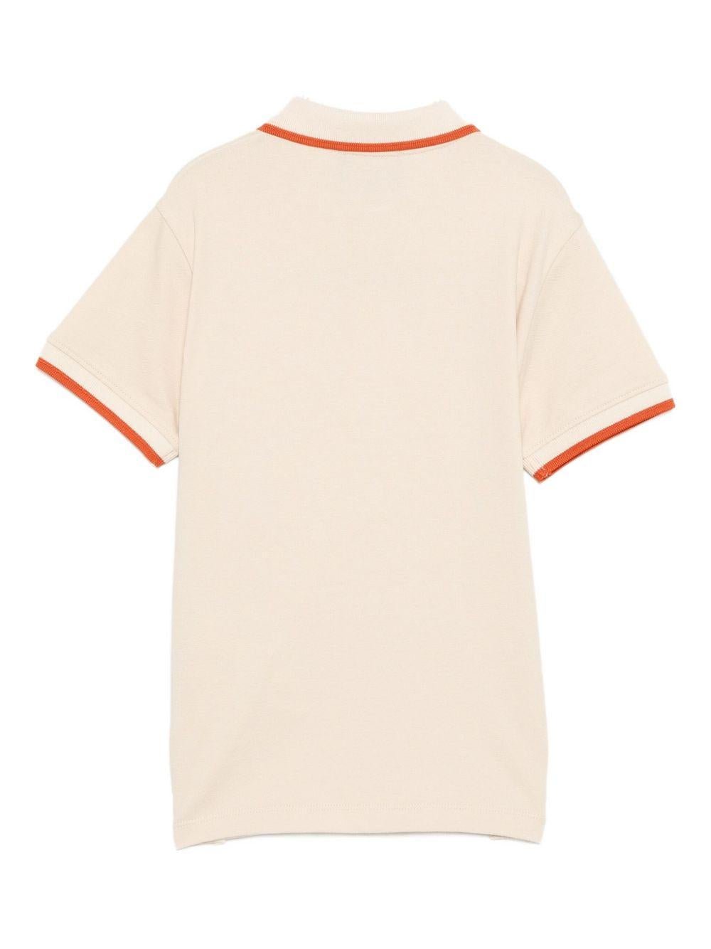 Polo per bambino Emporio Armani Kids écru con logo sul davanti - Rubino Kids