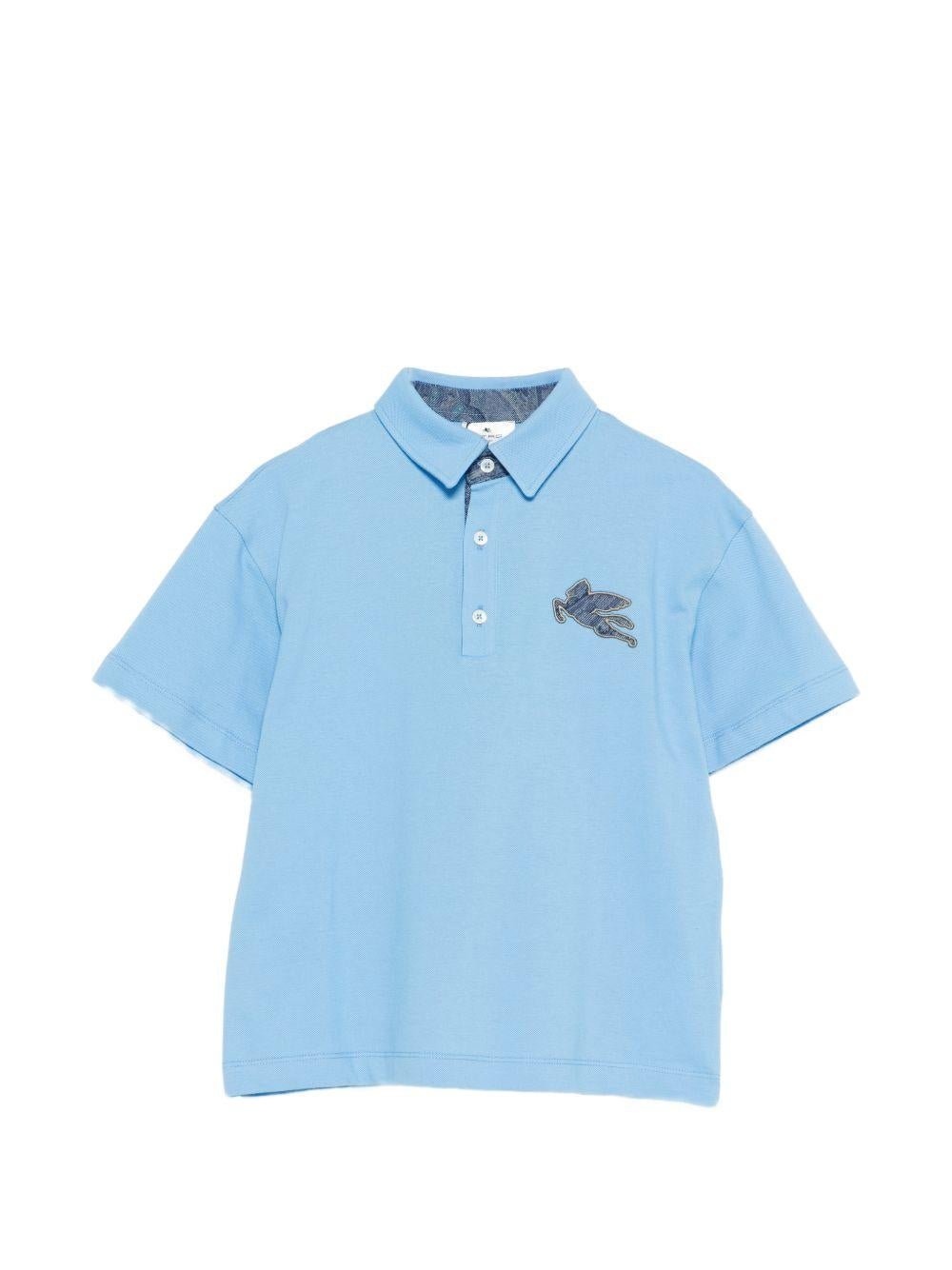 Polo per bambino Etro Kids azzurra con dettaglio logo - Rubino Kids