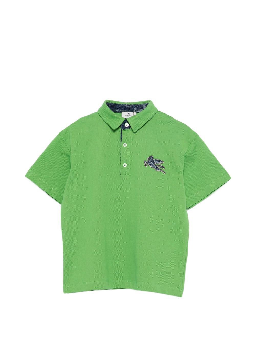 Polo per bambino Etro Kids verde con dettaglio sul petto - Rubino Kids