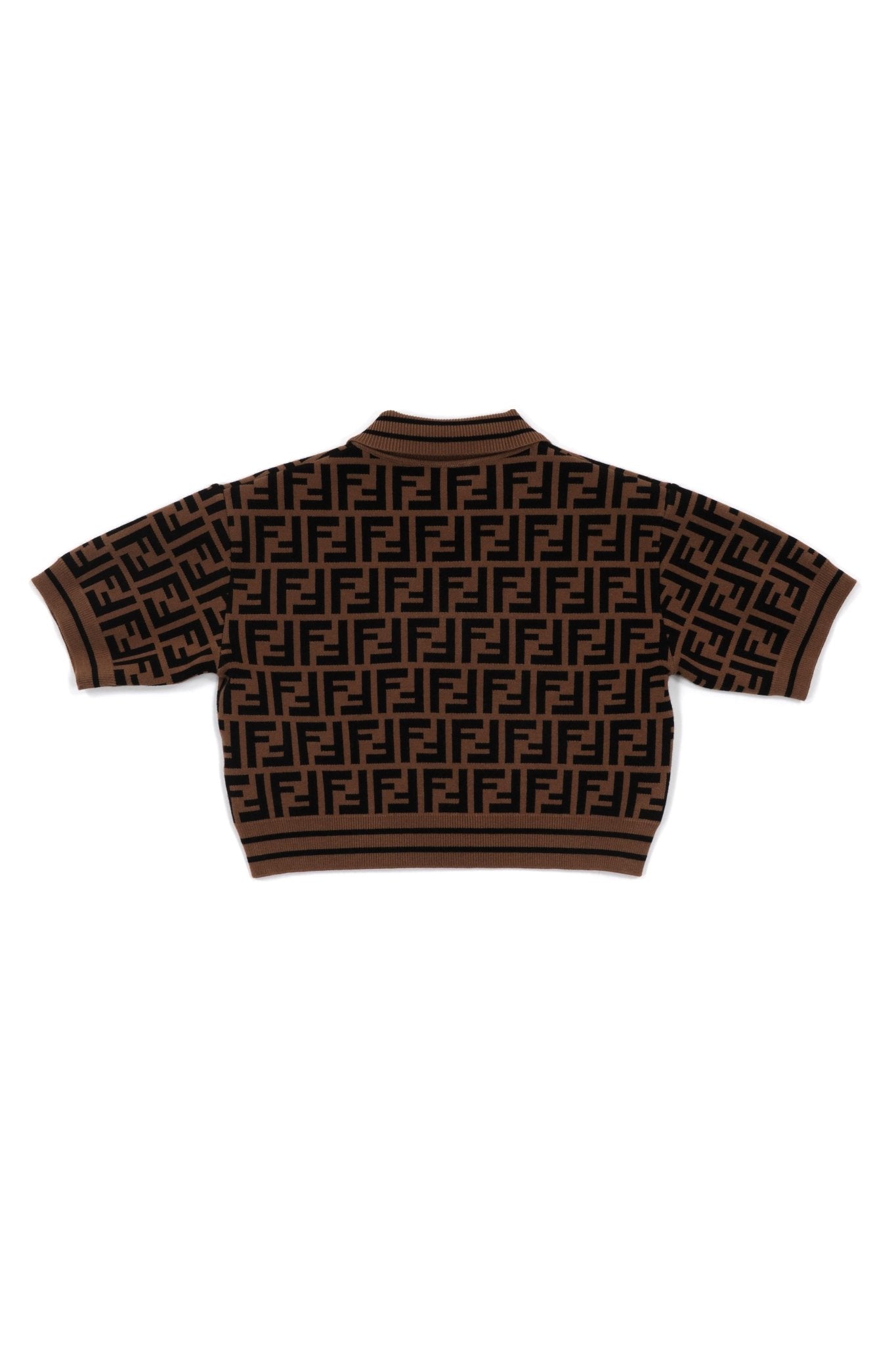 Polo per bambino Fendi Kids marrone con grafica logata - Rubino Kids