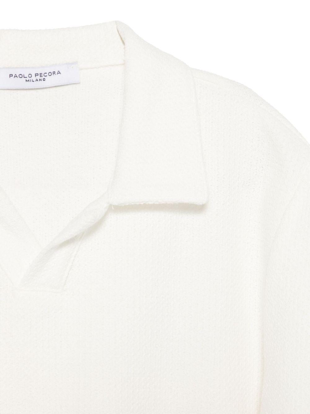 Polo per bambino Paolo Pecora Kids bianco in maglia con effetto raschel - Rubino Kids