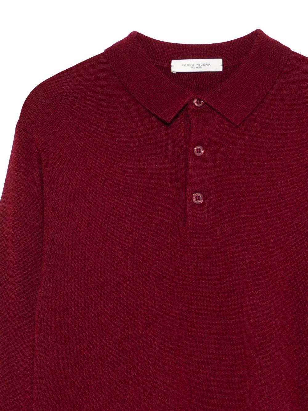 Polo per bambino Paolo Pecora Kids rosso scuro a maniche lunghe - Rubino Kids