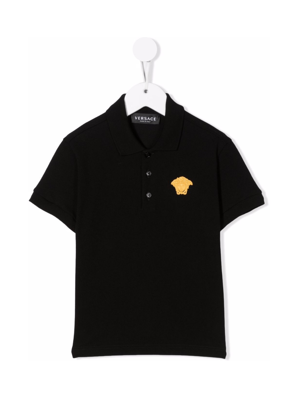 Polo per bambino Versace Kids Medusa nero con motivo a testa di Medusa - Rubino Kids