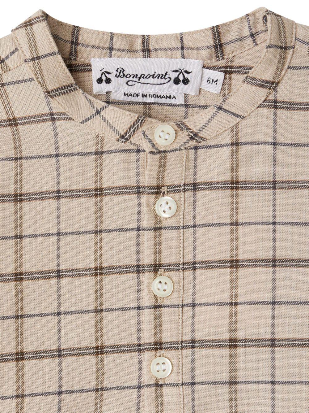 Polo per neonato Bonpoint beige con abbottonatura e motivo a quadri - Rubino Kids