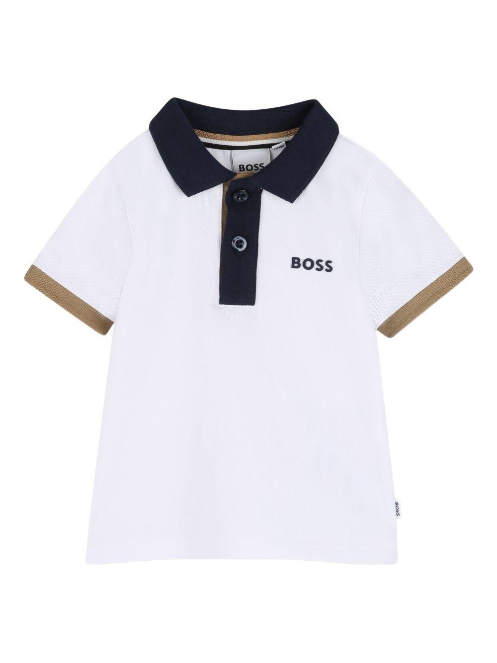 Polo per neonato Boss Kids multicolor con stampa logo sul petto - Rubino Kids