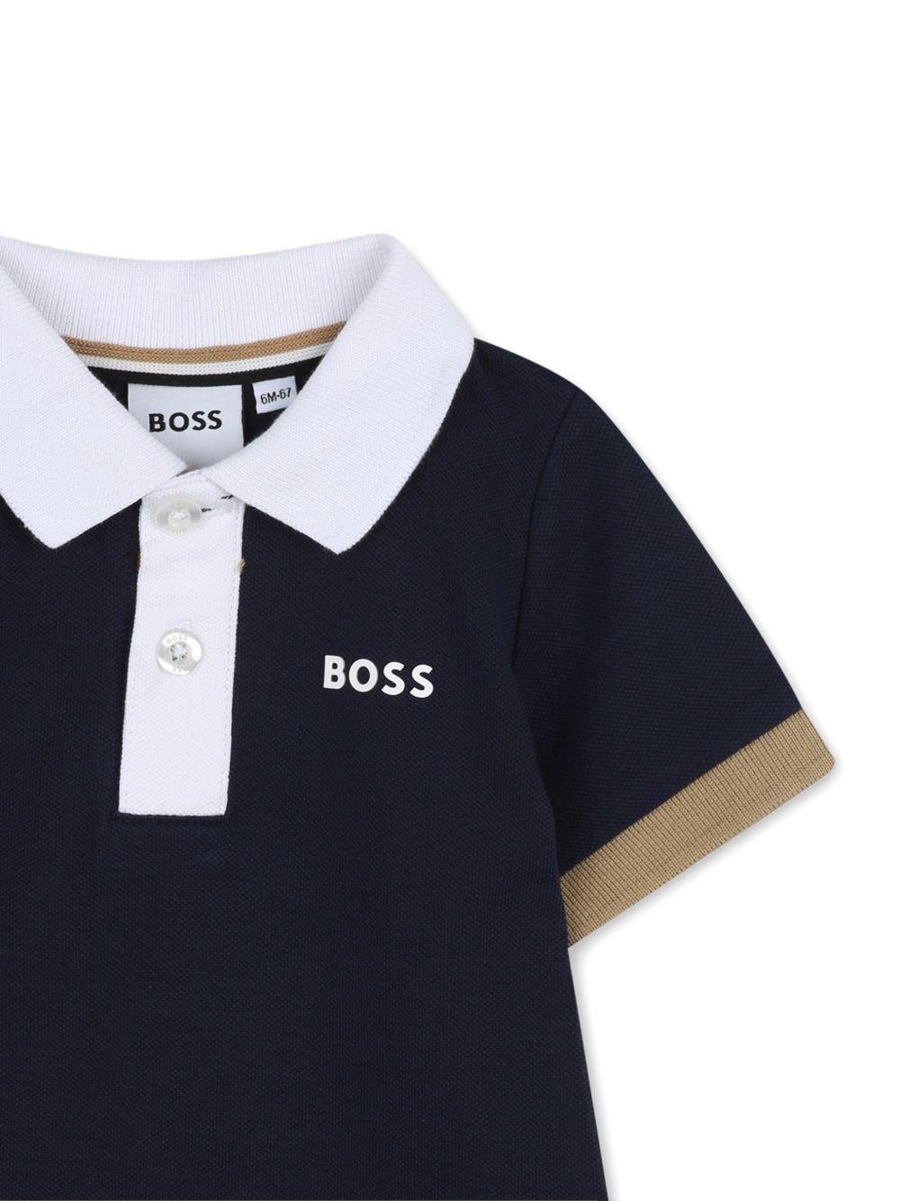 Polo per neonato Boss Kids multicolor con stampa logo sul petto - Rubino Kids