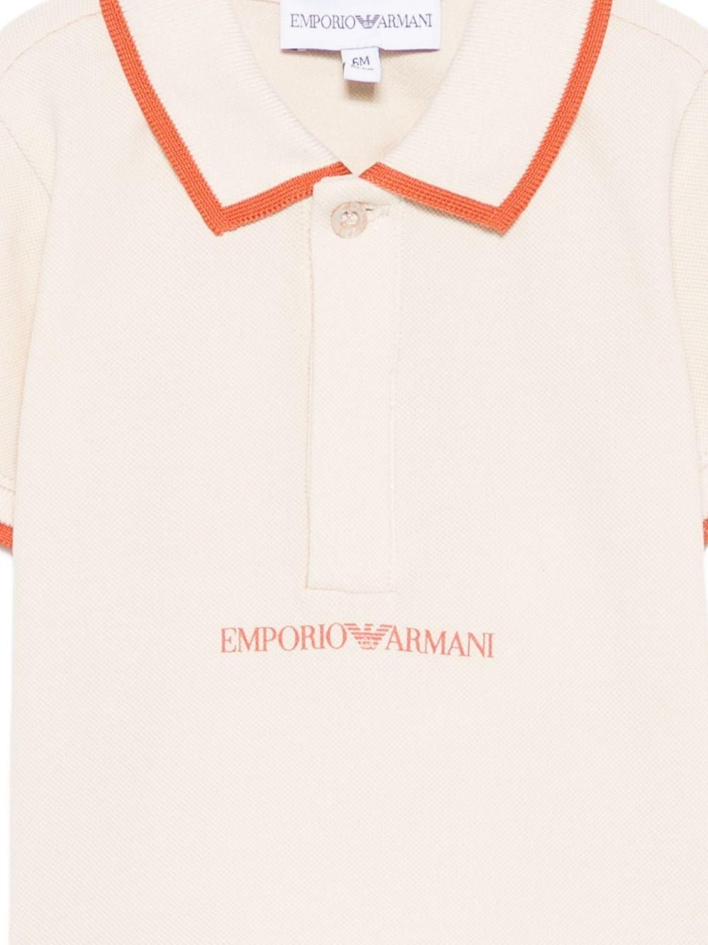Polo per neonato Emporio Armani Kids beige con logo - Rubino Kids