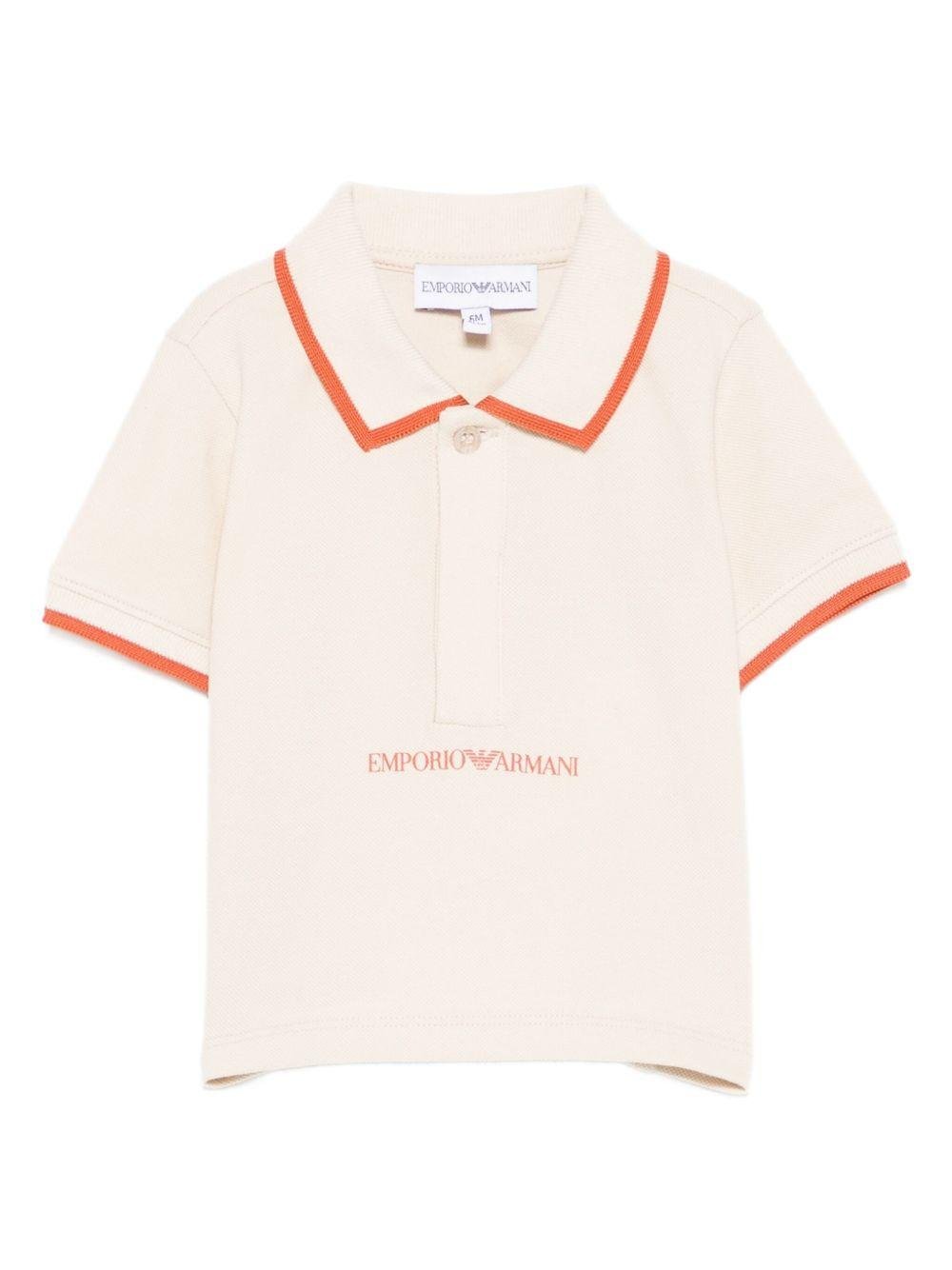 Polo per neonato Emporio Armani Kids beige con logo - Rubino Kids