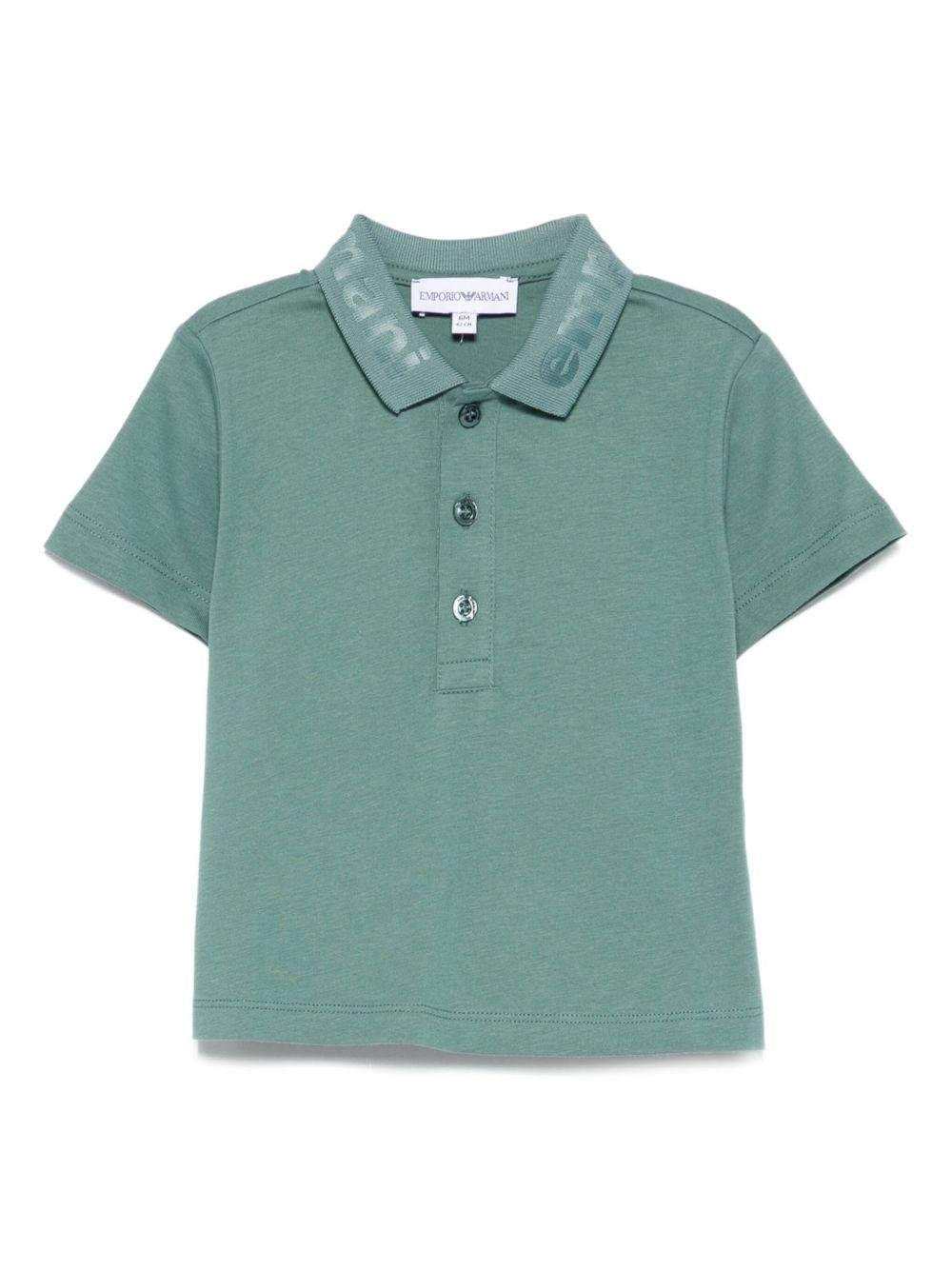 Polo per neonato Emporio Armani Kids verde con colletto con logo - Rubino Kids