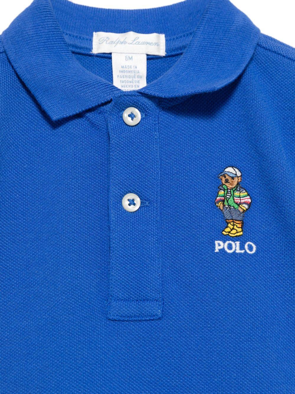 Polo per neonato Polo Ralph Lauren Kids blu in piqué con motivo Teddy sul davanti - Rubino Kids