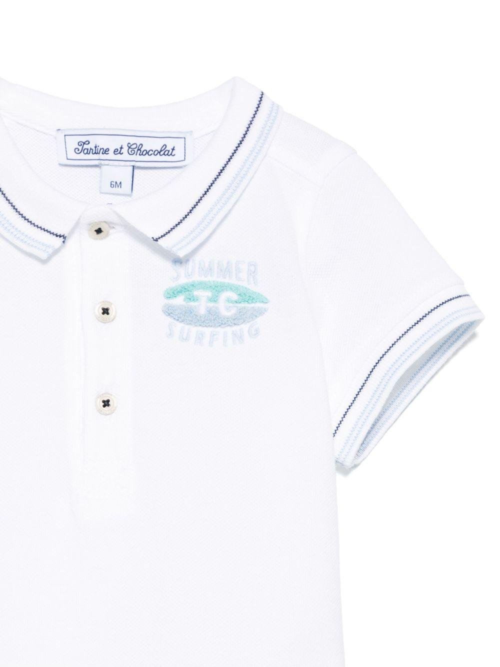 Polo per neonato Tartine Et Chocolat bianco con ricamo - Rubino Kids