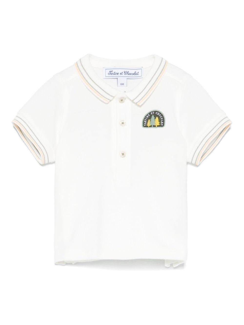 Polo per neonato Tartine Et Chocolat bianco con ricamo - Rubino Kids