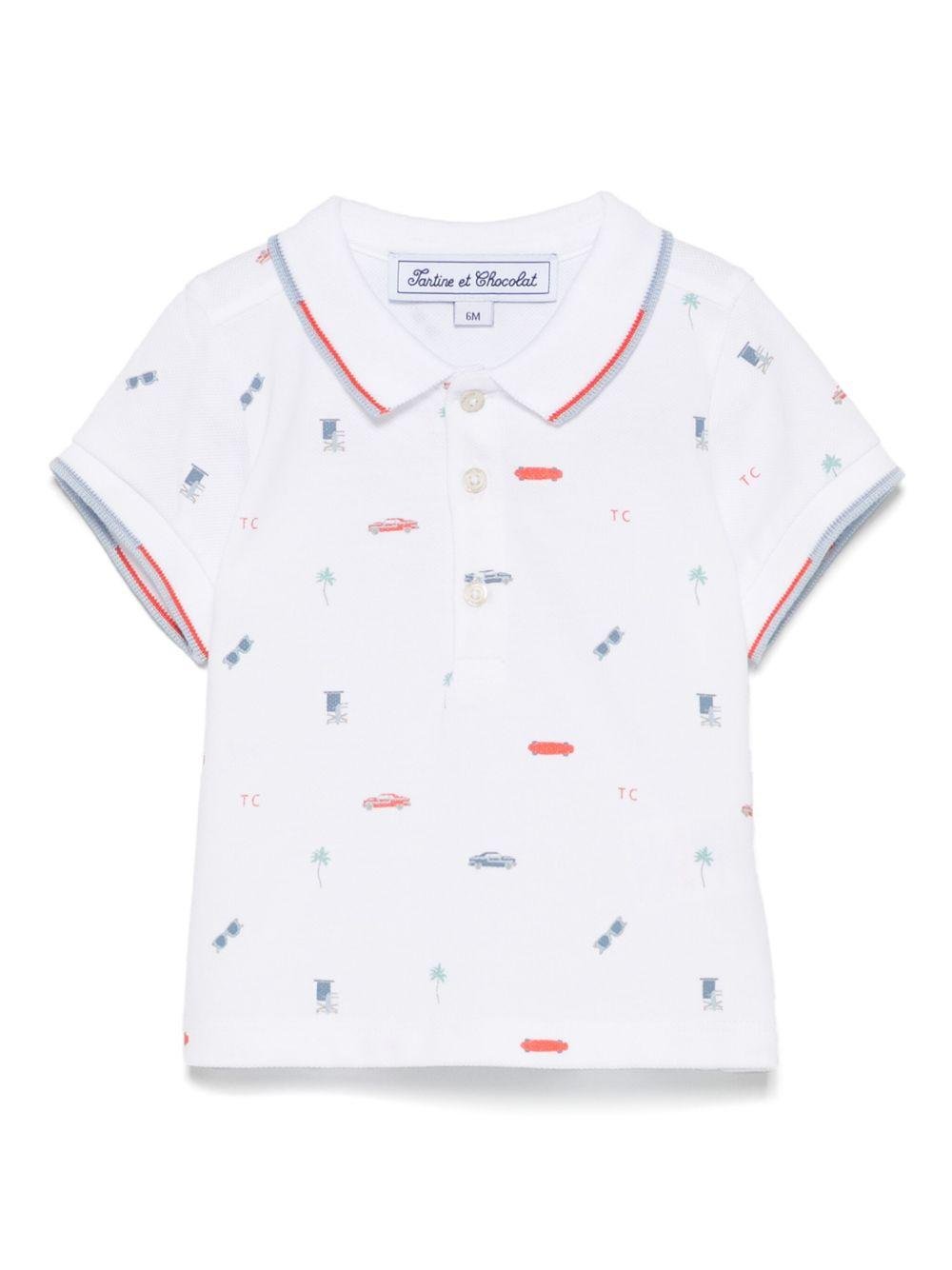 Polo per neonato Tartine Et Chocolat bianco con stampa grafica - Rubino Kids