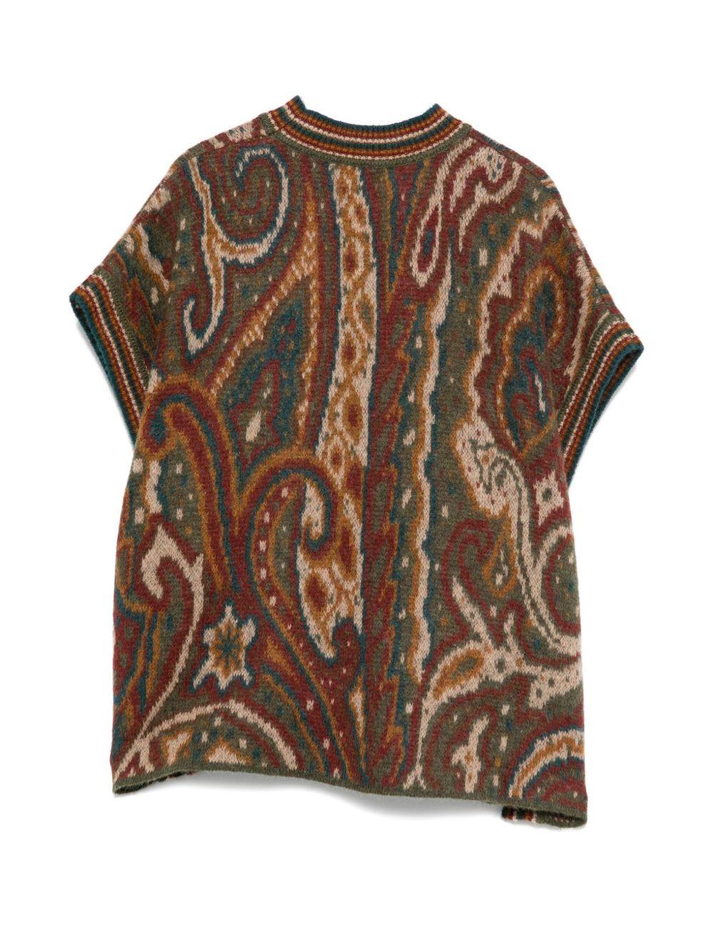 Poncho per bambina Etro Kids marrone con motivo Paisley - Rubino Kids