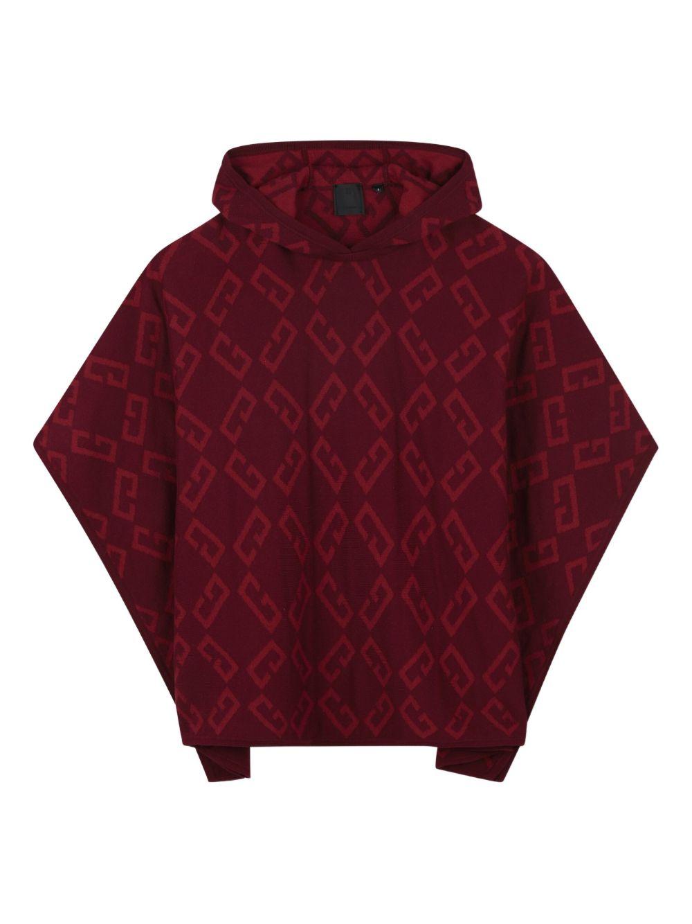 Poncho per bambina Givenchy Kids bordeaux con monogramma jacquard - Rubino Kids
