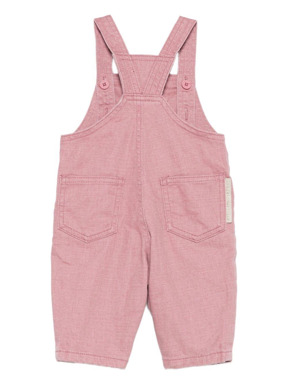 Salopette per neonata Stella McCartney Kids rosa con ricamo uccelli - Rubino Kids