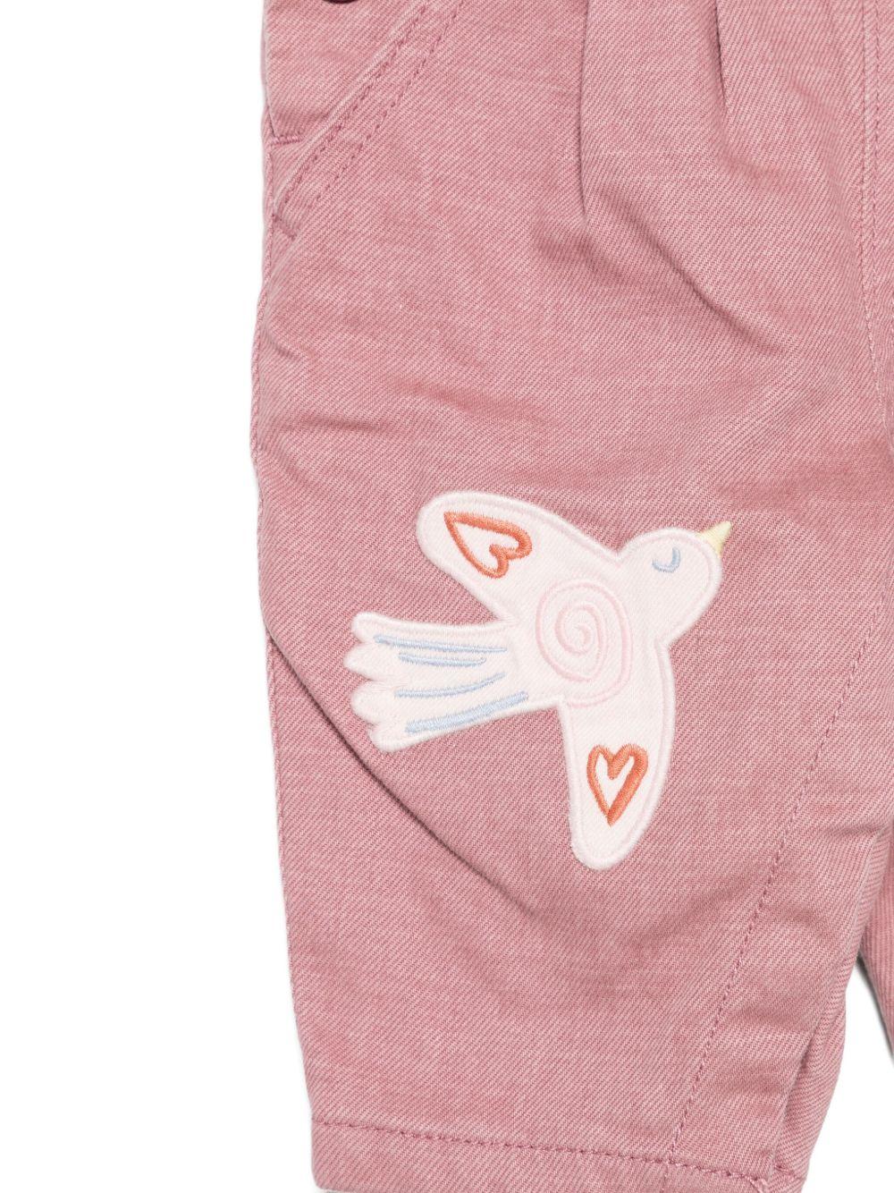 Salopette per neonata Stella McCartney Kids rosa con ricamo uccelli - Rubino Kids