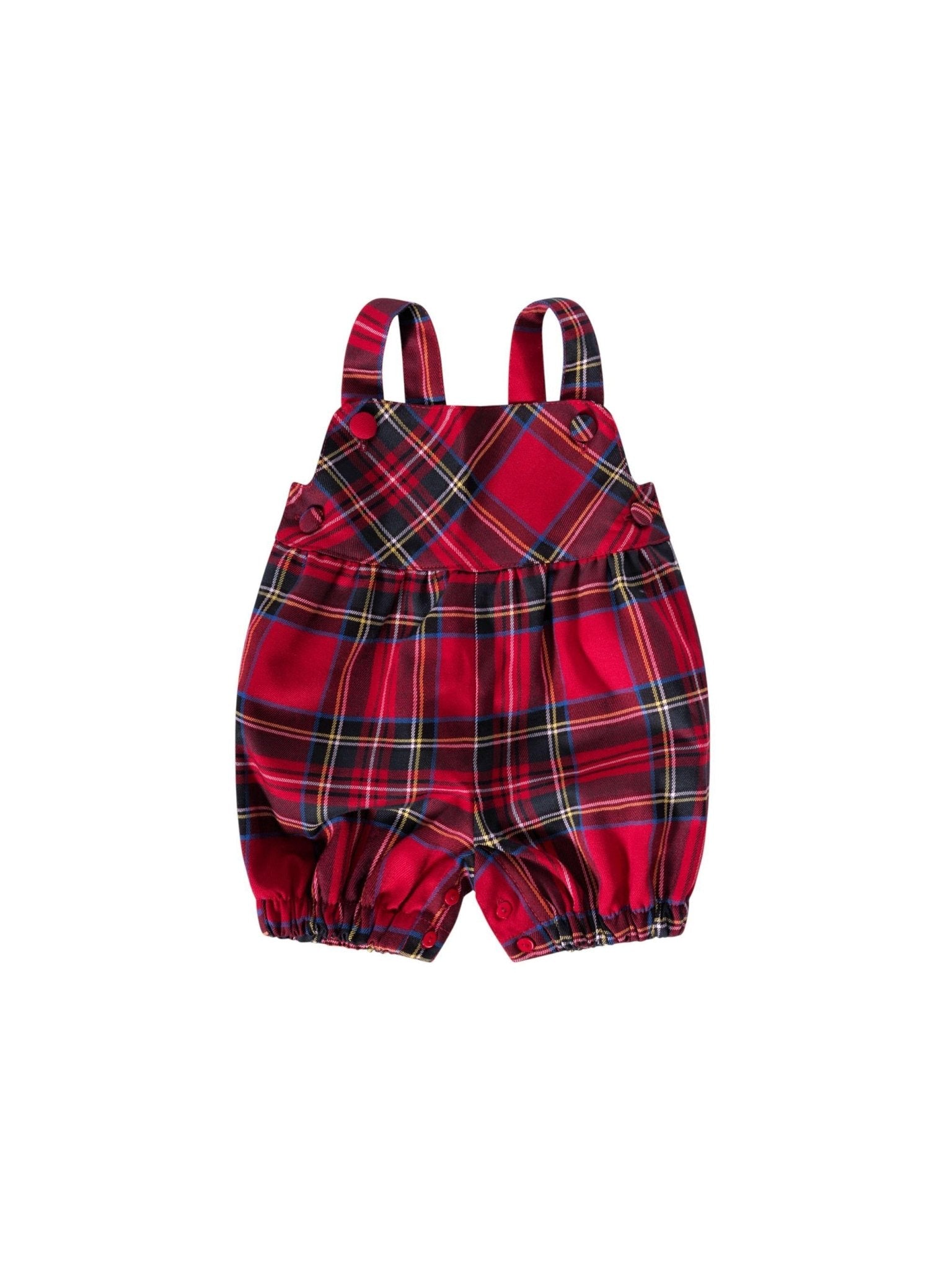 Salopette per neonato Baroni rossa con motivo tartan - Rubino Kids