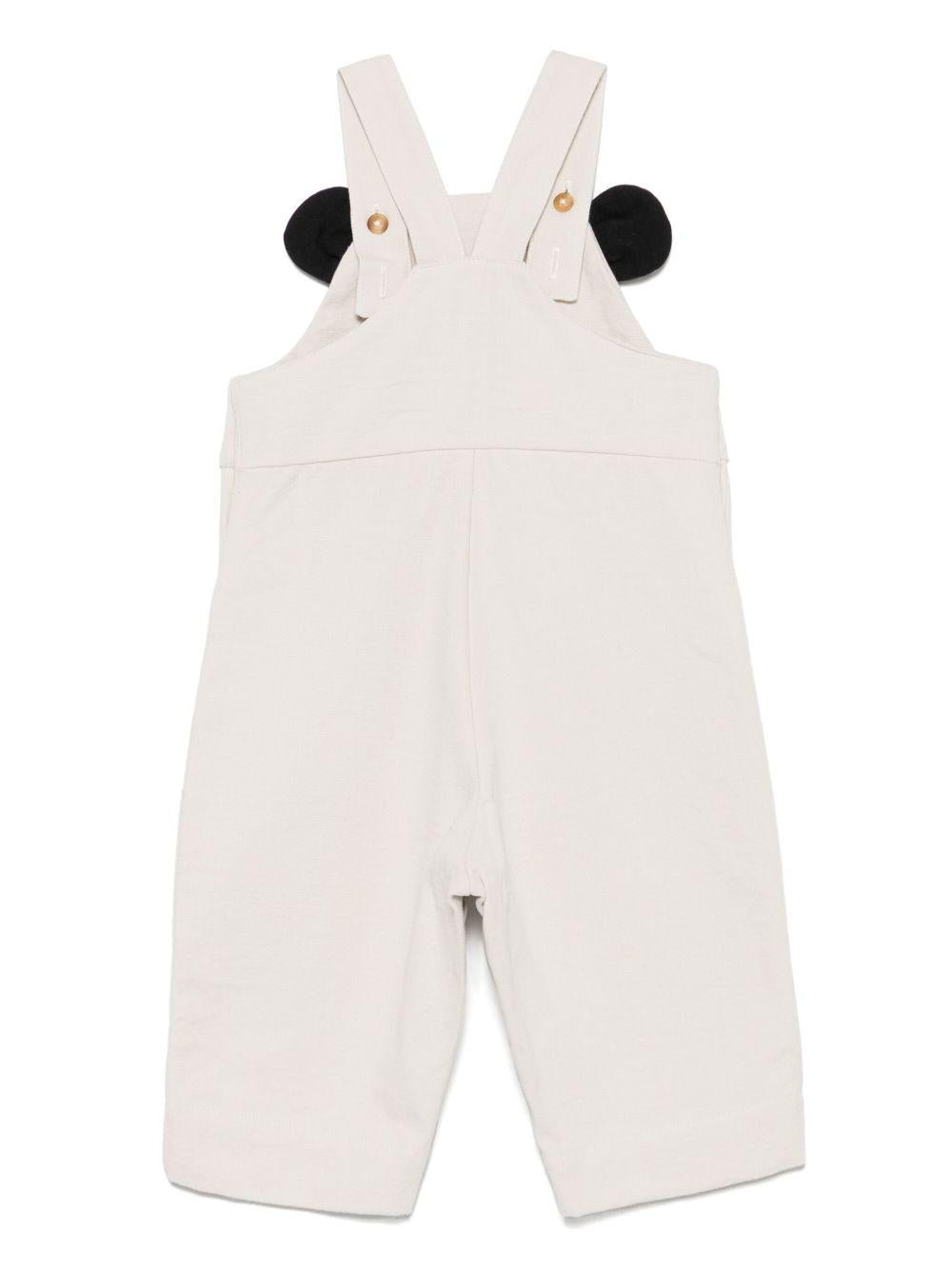 Salopette per neonato Donsje Kladi beige con applicazione con orecchie da animale - Rubino Kids