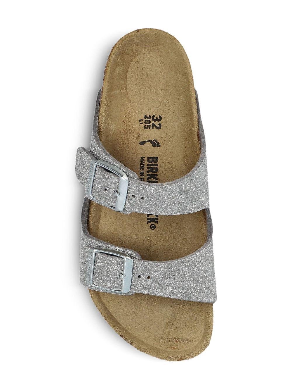 Sandali Arizona per bambina Birkenstock Kids color argento con glitter - Rubino Kids