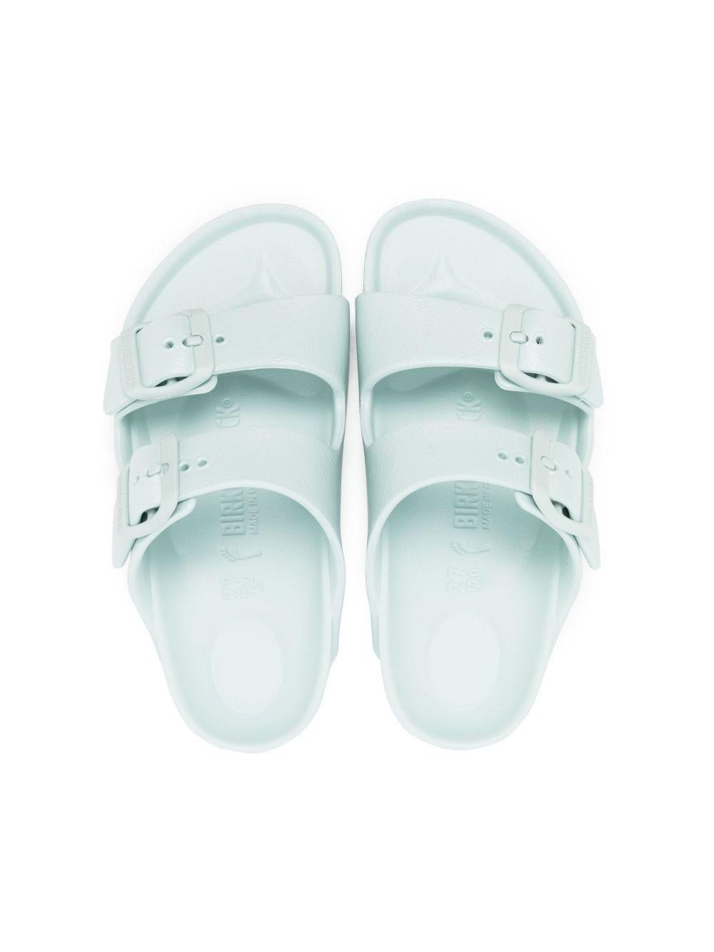 Sandali Arizona per bambini Birkenstock Kids verde con logo goffrato - Rubino Kids