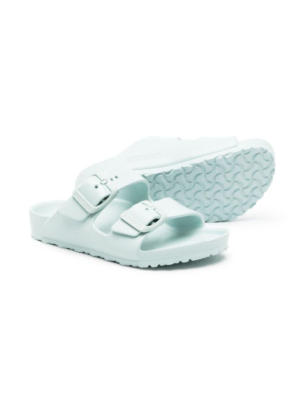 Sandali Arizona per bambini Birkenstock Kids verde con logo goffrato - Rubino Kids