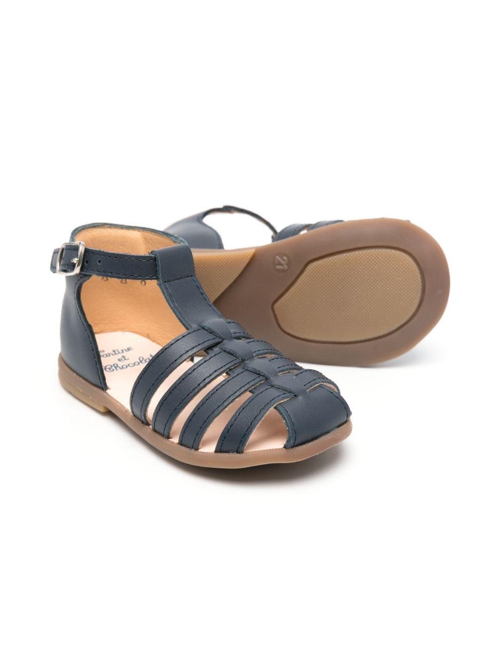 Sandali in pelle per neonato Tartine Et Chocolat blu con chiusura con fibbia - Rubino Kids