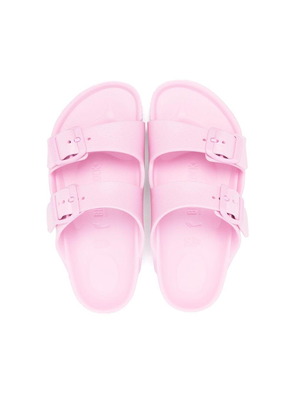 Sandali per bambina Birkenstock Kids rosa con logo goffrato - Rubino Kids