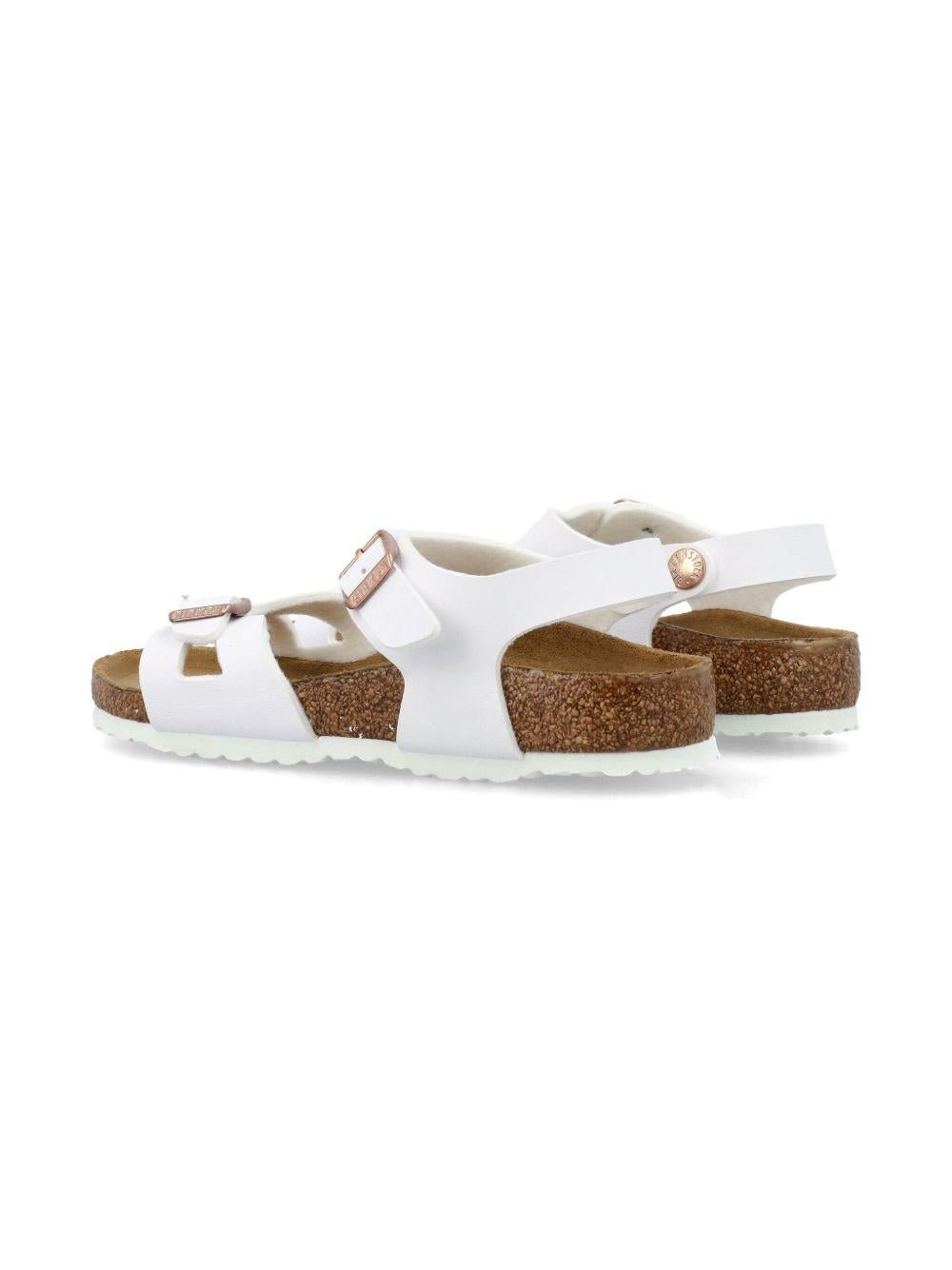 Sandali per bambina BirkenstockKids bianco con chiusura con fibbia - Rubino Kids