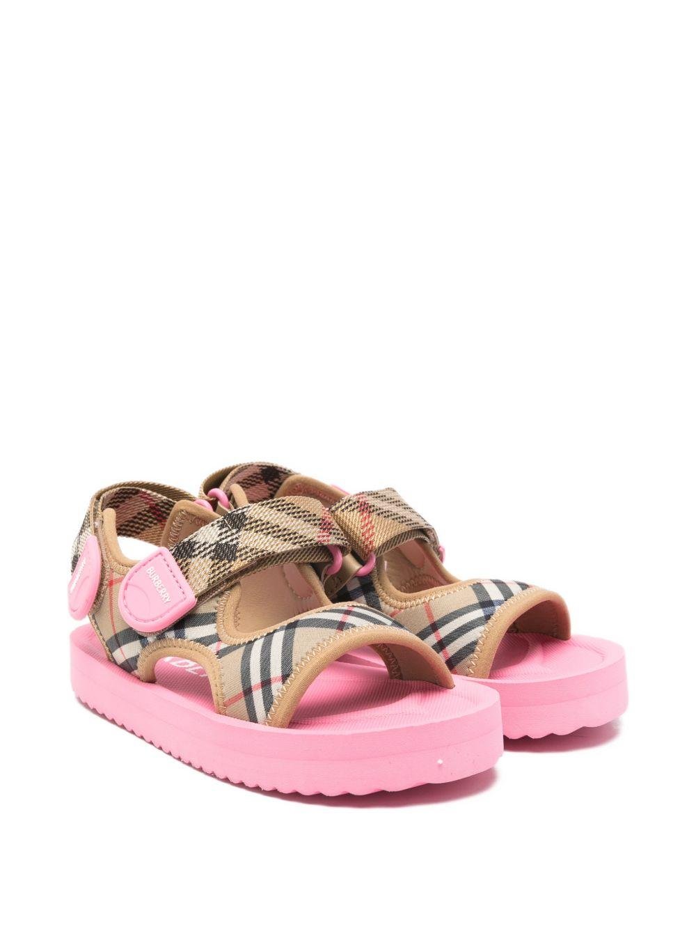 Sandali per bambina Burberry Kids rosa con design Vintage Check - Rubino Kids