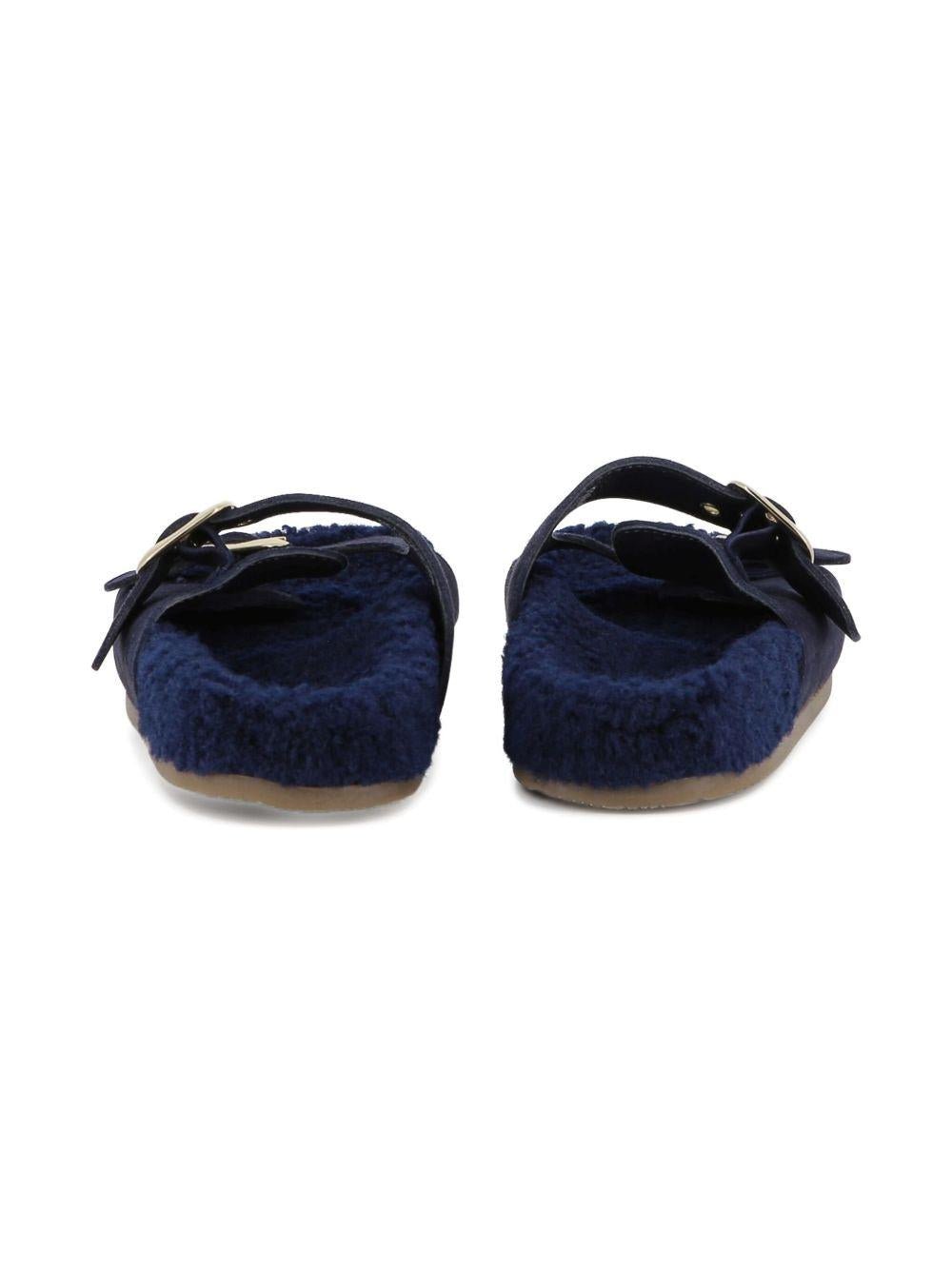 Sandali per bambina Chloé Kids blu con fodera in shearling sintetico - Rubino Kids