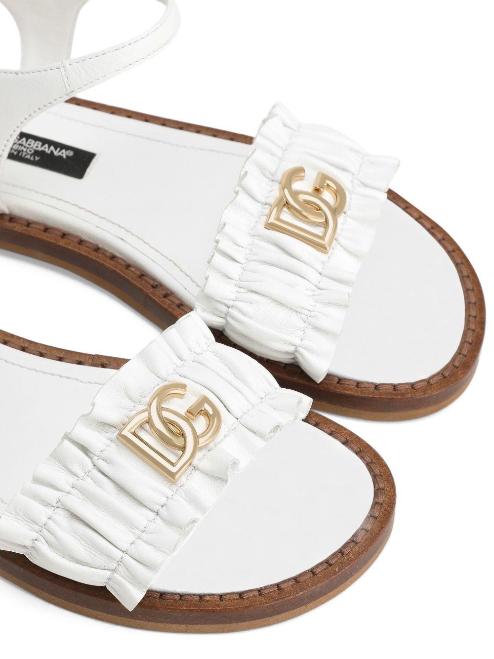 Sandali per bambina Dolce & Gabbana Kids bianchi con placca logo - Rubino Kids