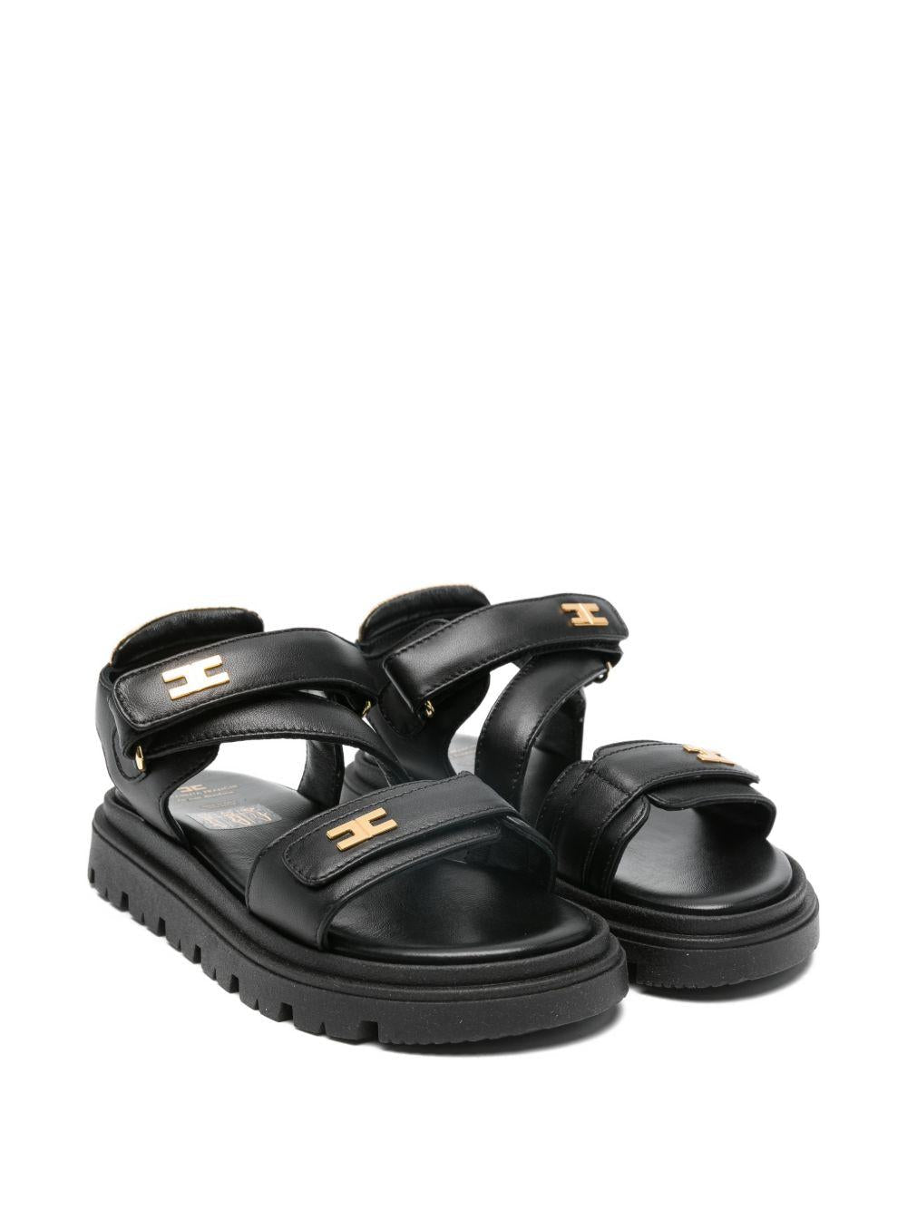 Sandali per bambina Elisabetta Franchi La Mia Bambina nera con placca logo dorata - Rubino Kids